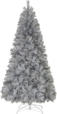 Costway Artificial Xmas Tree with Branch Tips and Warm White LED Lights-7FT