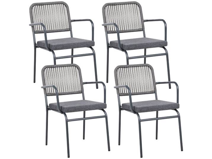 GARTENSTUHL 4er-Set Grau Taceno