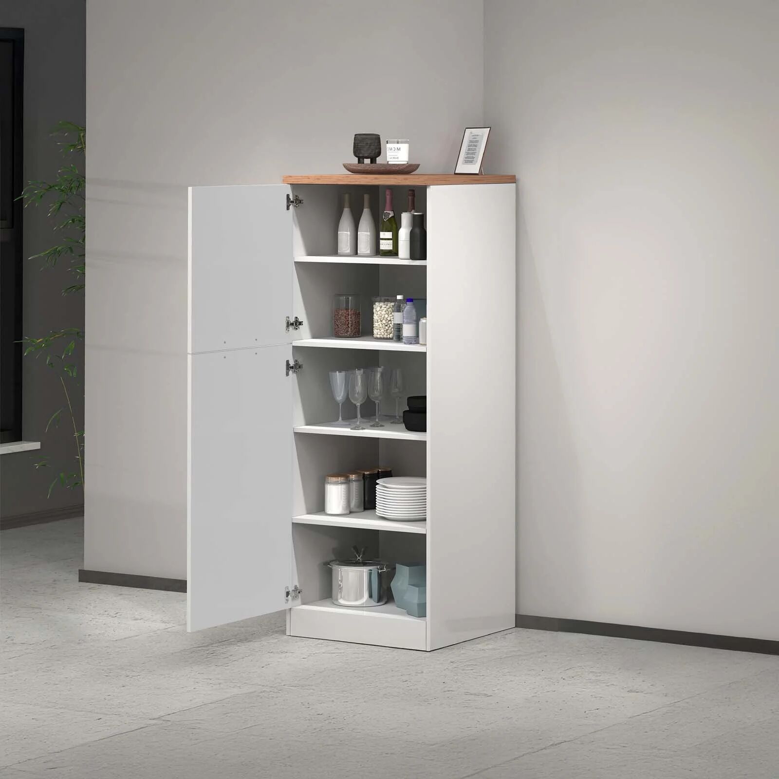 garneroarredamenti Dispensa cucina 60x165h cm 4 ripiani bianco rovere Gourmet