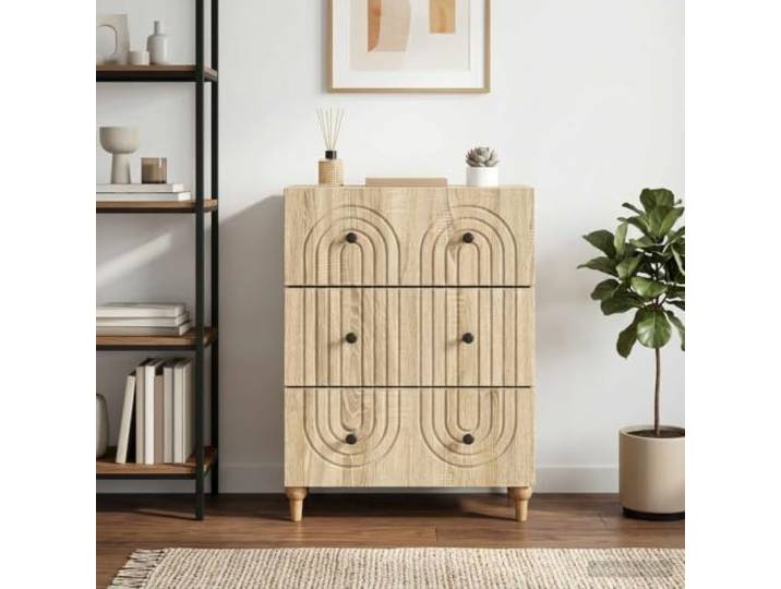 KGHFDVB Schubladenschrank Sonoma-Eiche 66 x 34,5 x 90 cm Modernes Design, Holzwerkstoff, Pflegeleicht, Wohnzimmer Sideboard