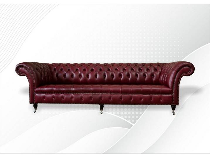 JVmoebel Chesterfield-Sofa Rotes Sofa aus Leder und Textil mit klassischem Design, Packung, Made in Europa