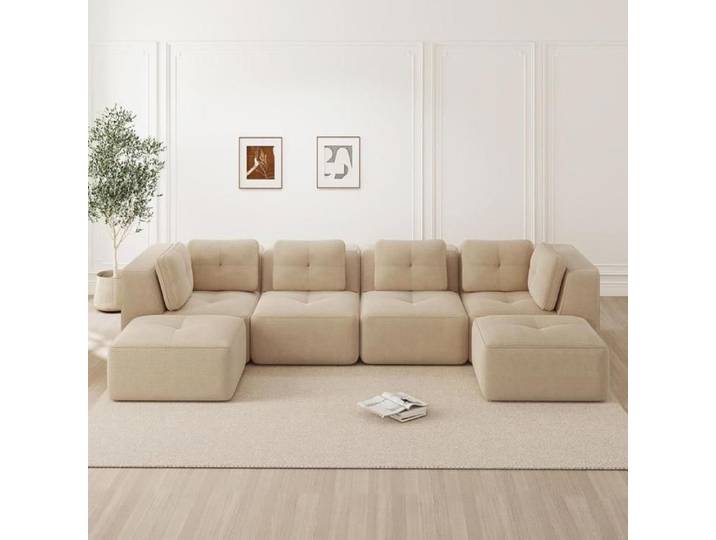 Canapé modulable - KOMHTOM - Canapé modulable sans cadre - Corduroy - Forme U - 4 places
