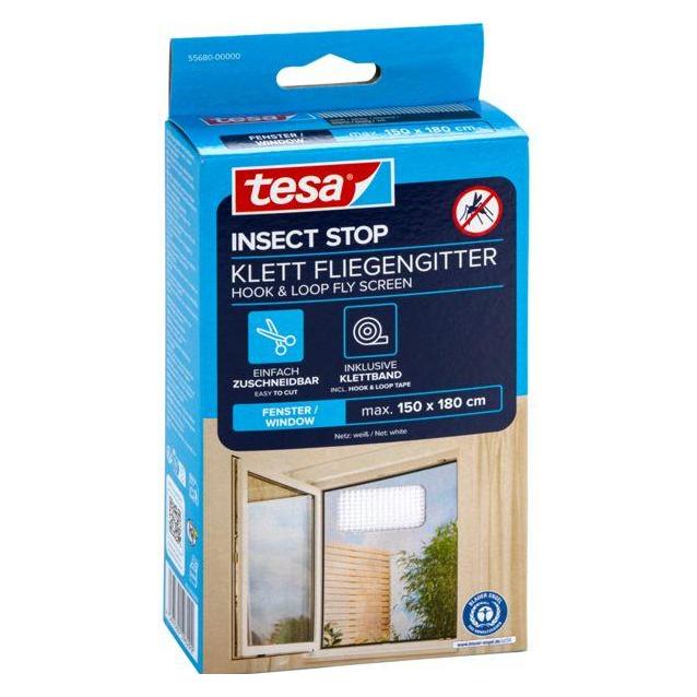 tesa Insektenschutz STANDARD für Fenster, mit Klettband, ohne Bohren (150 x 180 cm) (55680-00000-02)