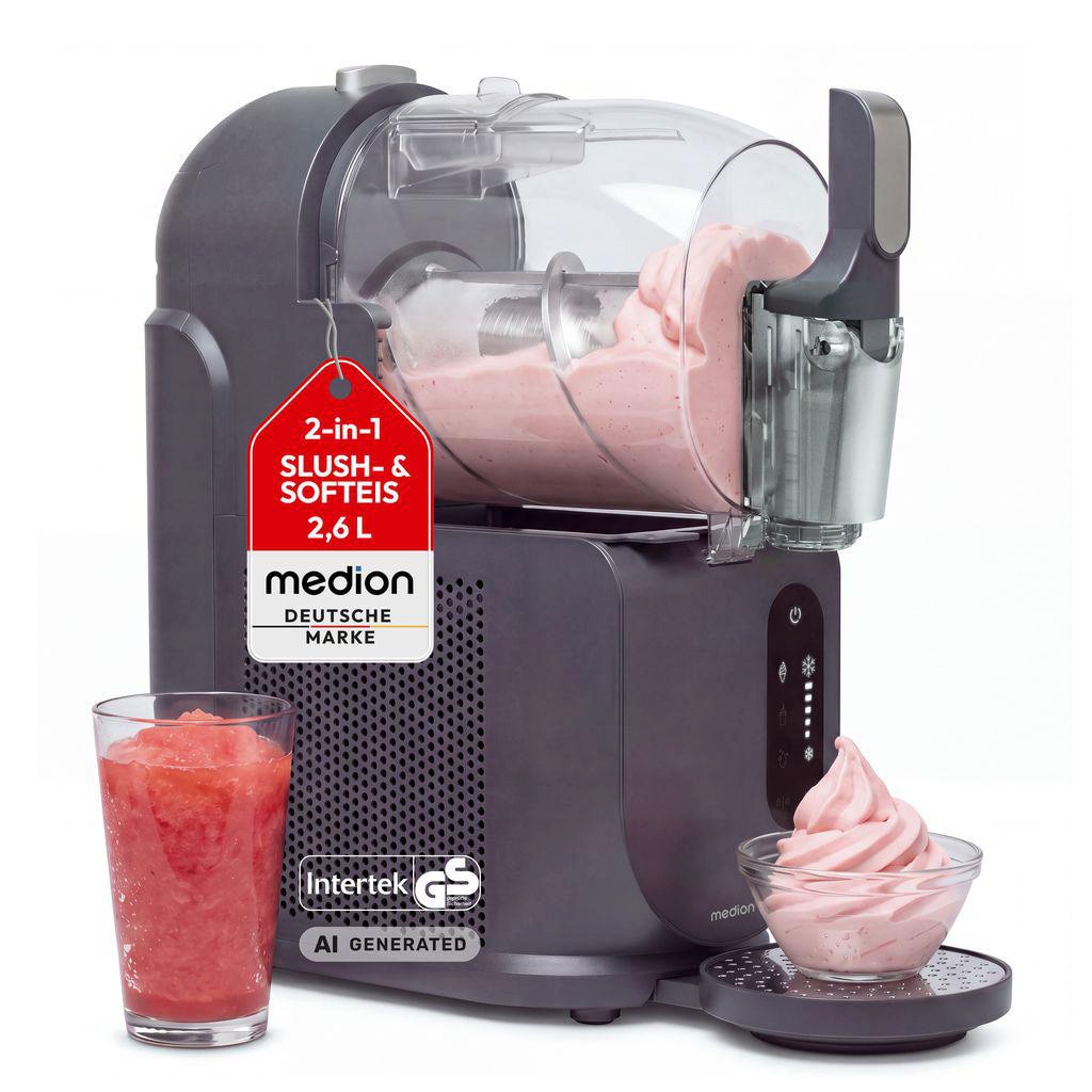 Medion MD100192 Slush-/Softeismaschine Kapazität 2,6 L; dunkelgrau