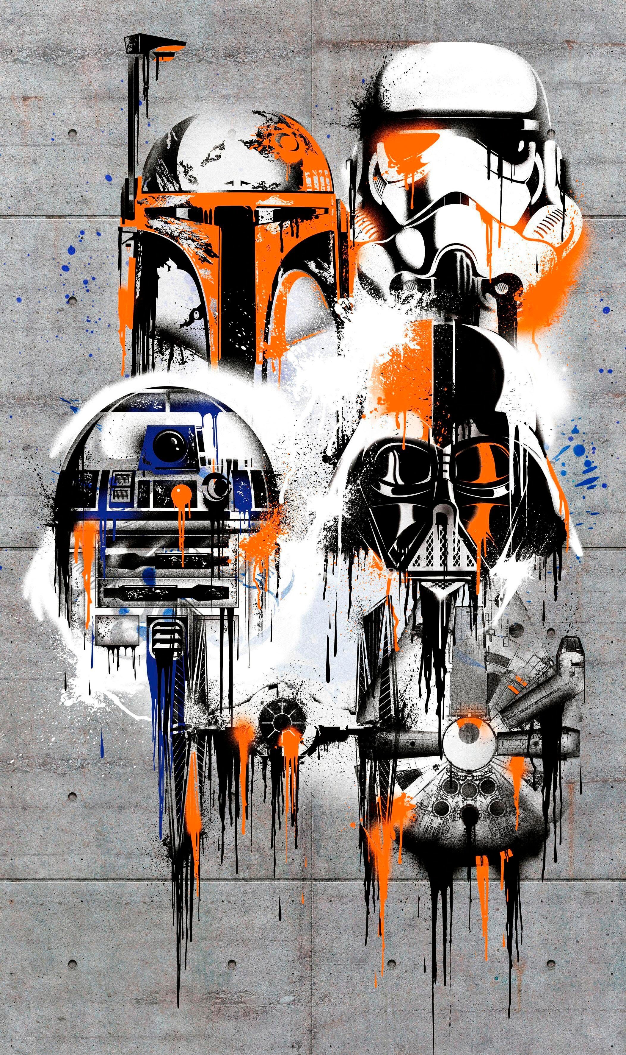 Vliestapete KOMAR "Digitaldruck Vlies - Star Wars Celebrate The Galaxy", bunt, B:120m L:200m, Vlies, Tapeten, Vliestapete, Kinderzimmer