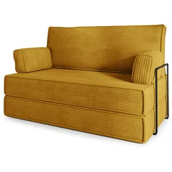 BETTSOFA LADIA aus Schaumstoff Kordstoff Gelb Schlaffunktion