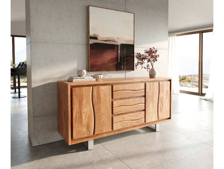 Buffet Live Edge 172 cm acacia nature 3 tiroirs 4 portes