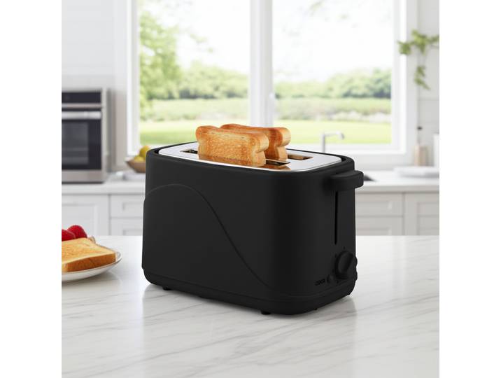2-Schlitz Toaster mit 7 Röststufen und Brötchenaufsatz, 700 Watt, matt schwarz