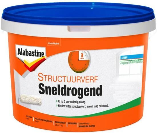 Alabastine Structuurverf Sneldrogend Extra Fijn - 5 liter    8710839114220   Verf