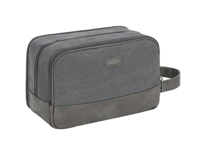 Kulturtasche Herren Grau Canvas Wasserabweisend, 4.5x18.2x28.2 cm, Badaccessoires, Kosmetikdosen