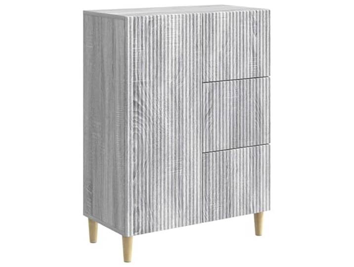 Sideboard Graues Sonoma 66 x 34,5 x 90 cm Holzwerkstoff Vintage-Look, Retro-Beine, viel Stauraum, Schubladen, Regale, Wohn- oder Essbereich, feucht abwischbar