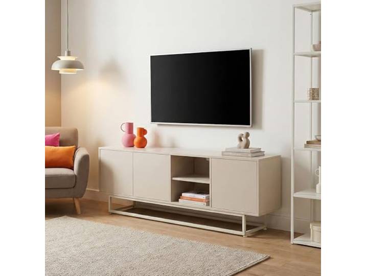 [en.casa] Lowboard Boxholm mit 3 Türen 160x30x57 cm Sandfarben