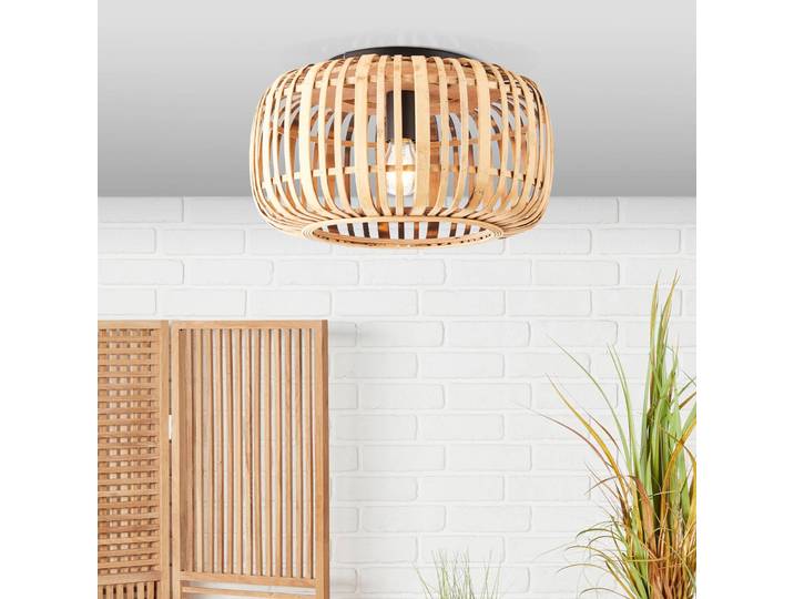 Brilliant Deckenlampe Woodrow, dimmbar, Holz hell, für Wohn- / Esszimmer, Bambus, Landhaus / Rustikal, Deckenlampe