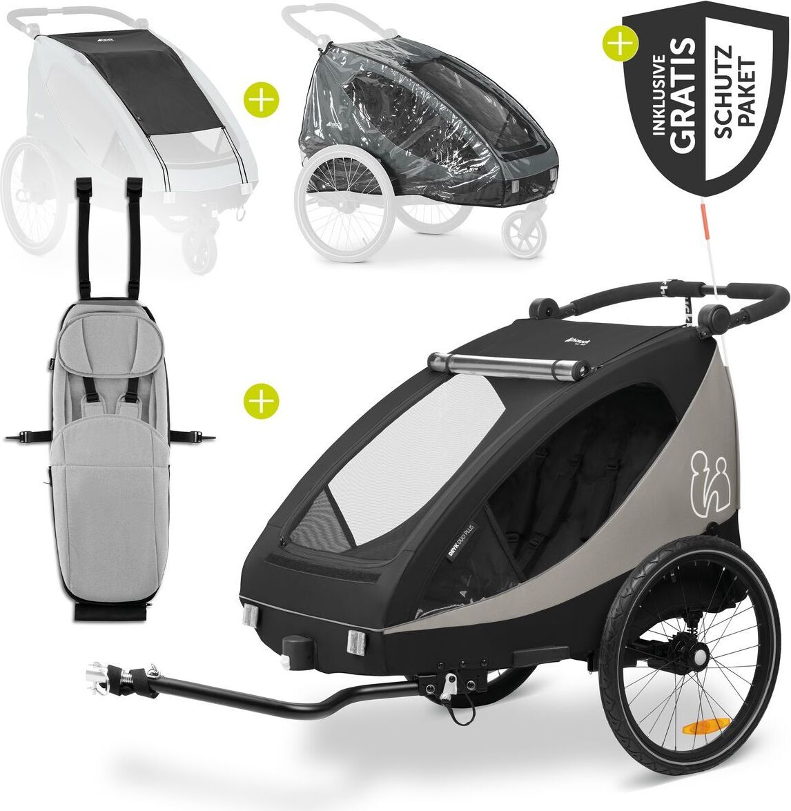 Hauck 2in1 Fahrradanhänger Sparset Dryk Duo