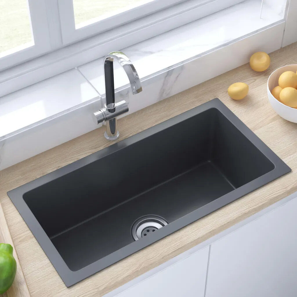 Belfry Kitchen Dorinda  300mm W Steel Kitchen Sink Black 600mm L