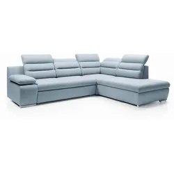 ECKSOFA RISO Blau Velours-Stoff mit Schlaffunktion