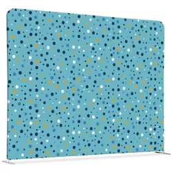 SHOWDOWN Displays Showdown Textil Raumteiler Basic - 200-150 Doppel Punkte - Blau - Aluminiumrahmen - Silber