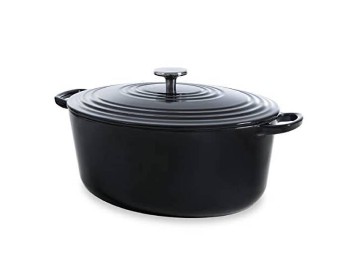 BK Bourgogne Schmortopf Emailliertes Gusseisen, Deckel mit Tropfringen, Induktions-/Backofengeeignet, Spülmaschinenfest - 32cm/7,5 L, Jet Schwarz
