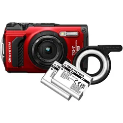 OM System TG-7 Adventure Kit rot inkl. 2. Akku + LG-1 Ringlicht