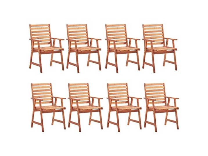 GFEROMRF Akazienholz Essstühle mit Kissen 8 Stück Wetterbeständig, ölbehandelte Oberfläche, wasserdichte Polyester-Polster, max. 110 kg pro Sitzplatz