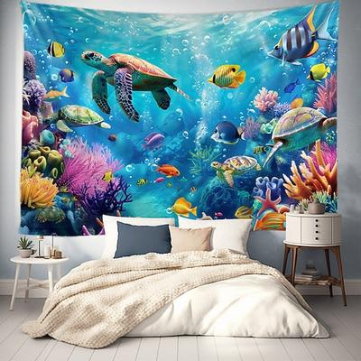 Wandteppich Kunst Dekor Decke Vorhang Picknick Tischdecke hängen zu Hause Schlafzimmer Wohnzimmer Wohnheim Dekoration Tier Fisch Unterwasserwelt