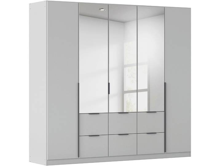 Drehtürenschrank, Holzwerkstoff, Seidengrau, 226×229×54 cm, Mit Außenschubkästen, Klassisch, Rauch
