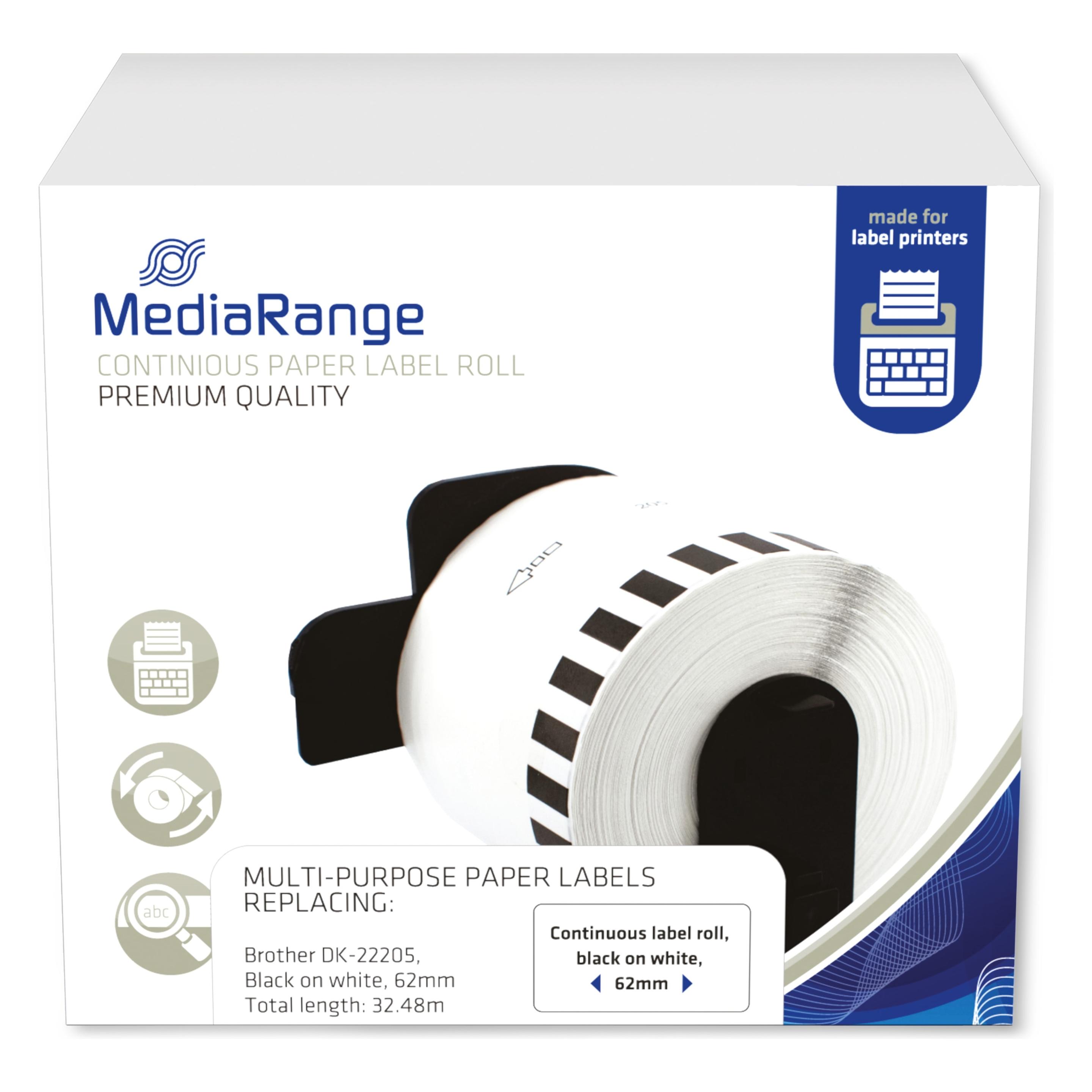 MediaRange Schriftband (6.20 cm, Schwarz) (MRBDK22205)