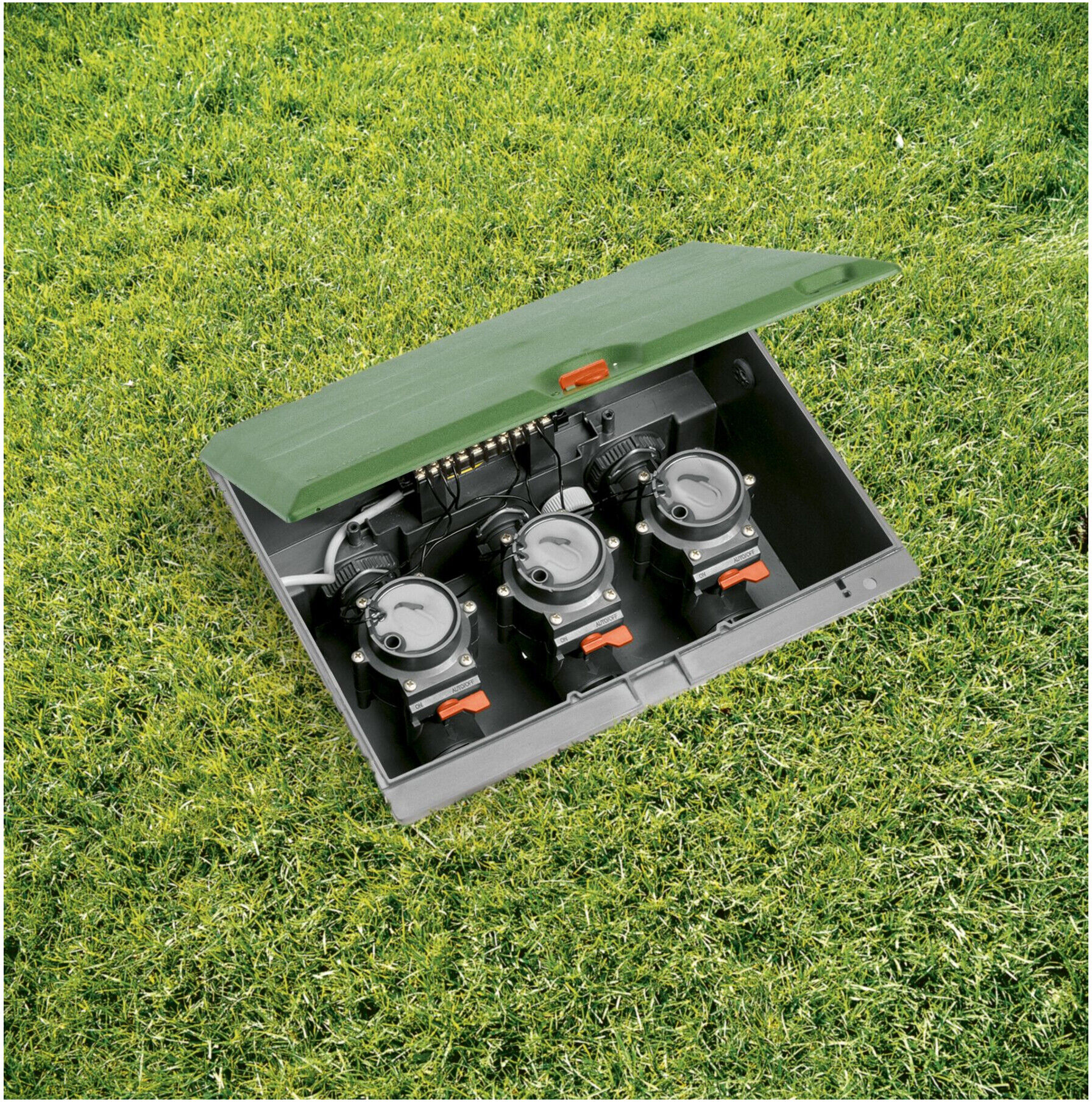 Gardena V3 Ventilbox für Bewässerungssteuerung im Garten, aus Kunststoff, geeignet für bis zu drei Bewässerungsventile, 01255-20)