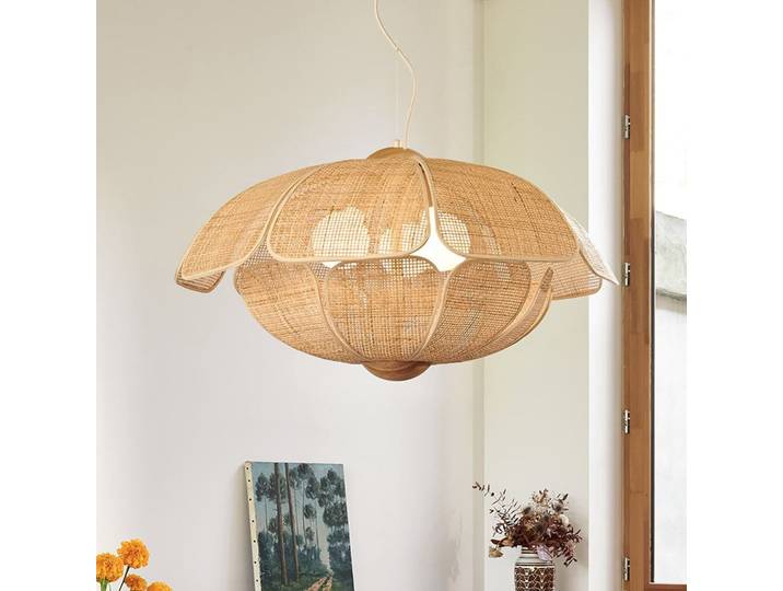 Coquillage Hängelampe 70 cm, natur, Rattan - MARKET SET - Wohnzimmer - Design - Holz - Einflammig