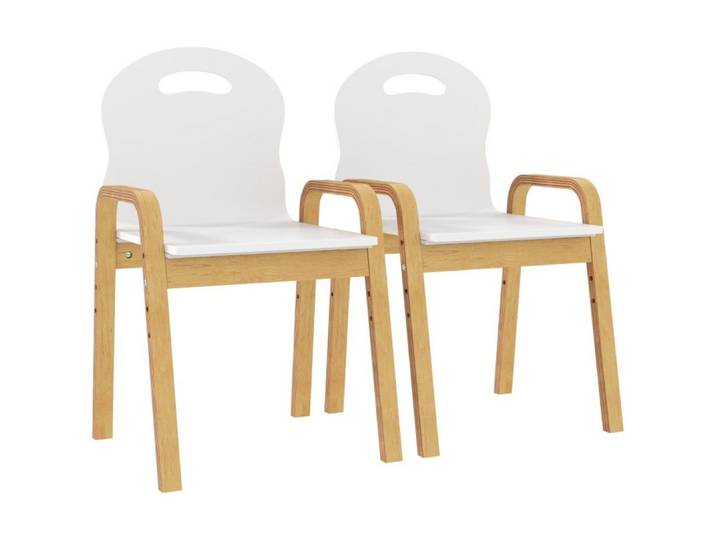 MIBODE Kindertisch Holzstuhl Set für Kinder, rutschfest, höhenverstellbar, Weiß