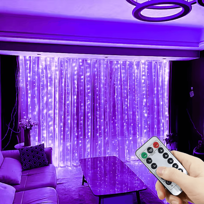 Inspire Curations 3M 6M USB LED Curtain Lights With Remote purple 3mx2m 200led
