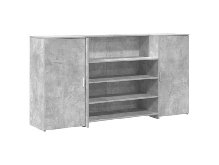 GKHPYURE Reception Theke grau Beton 200 x 50 x 103,5 cm Spanplatte Integrierte Theke, großer Stauraum, hohe Seitenwände, inklusive Wandbefestigung, einfache Montage
