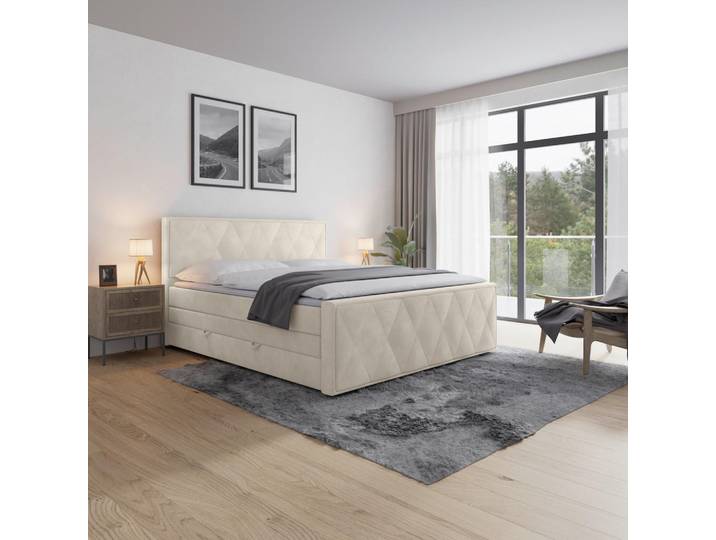 Livetastic Boxspringbett, Weiß, Metall, Kunststoff, Karton, teilmassiv, Hartholz,teilmassiv, Hartholz, H2, 7-Zonen, Höhe ca. 16 cm, 180x200 cm, Bettkasten, Schlafzimmer, Betten, Doppelbetten