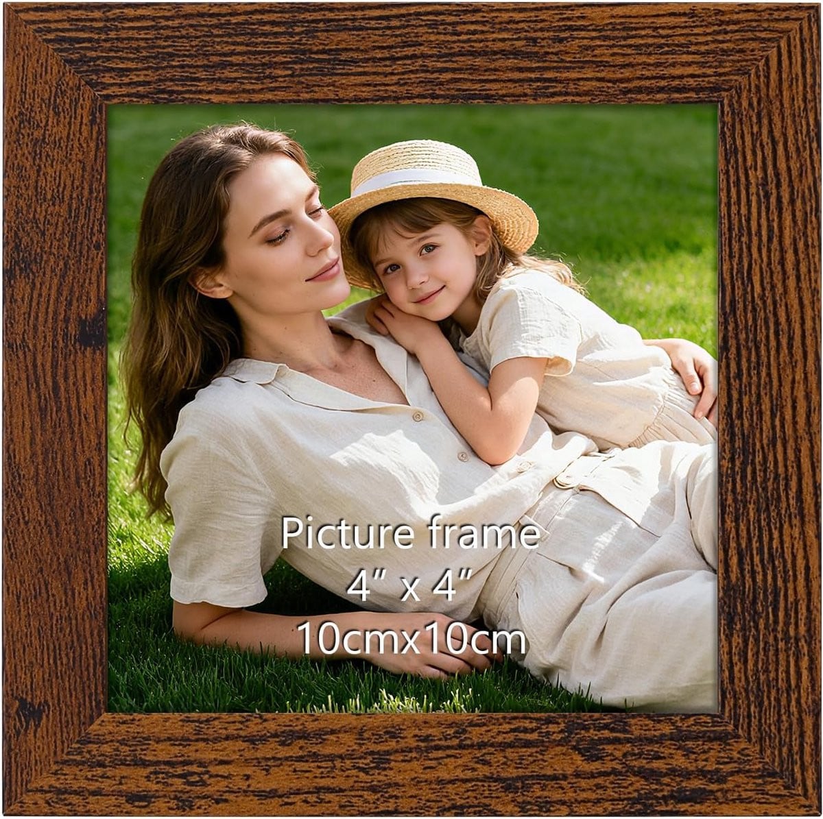 Rustieke Fotolijst Vierkant 10x10 cm Houten Look Decoratie