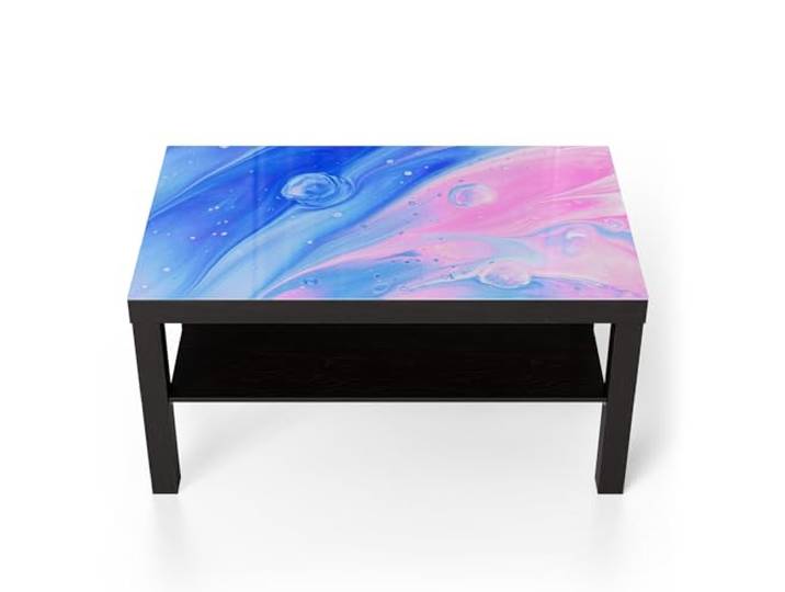 DEQORI Glastisch schwarz groß 90x50 cm Motiv Kosmische Harmonie ausgefallener Beistelltisch aus Glas Hochglanz Couchtisch fürs Wohnzimmer moderner Couch Tisch mit Design