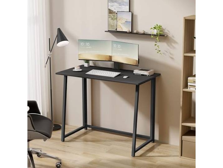 Home Collective Schreibtisch Computertisch Bürotisch Tisch für Homeoffice PC-Tisch mit stabilen Metallbeinen, platzsparend einklappbar & verstellbare Füße, Für Homeoffice & Büro, 80x40x75 cm, Schwarz