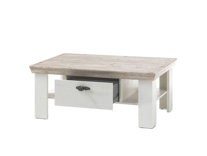 Lomadox Couchtisch FERNA-61, Pinie weiß und Oslo Pinie dunkel 109x45x69cm
