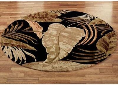 Kas Oriental Rugs Inc / Ds "Rainforest Round Rug 7'6"" Round, 7'6"" Round, Midnight Black"