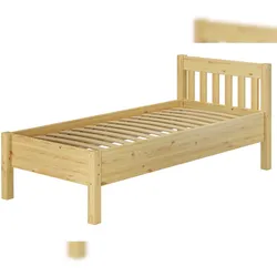 Erst-Holz Hohes Holzbett 90x200 Kiefer natur Seniorenbett Einzelbett Zubehör wählbar V-60.55-09 Federleisten