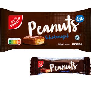 Gut&Günstig Schokoriegel Peanuts, 300g, je 50g, 6 Riegel