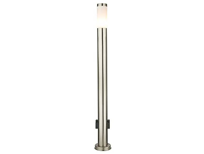Lampadaire élégant 2 prises luminaire inox IP44 éclairage jardin terrasse éxtérieur