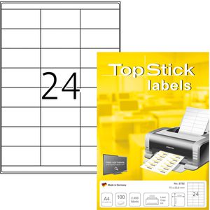 TopStick Universaletiketten labels, 8792, weiß, 70 x 33,8mm, 100 Blatt, 2.400 Stück