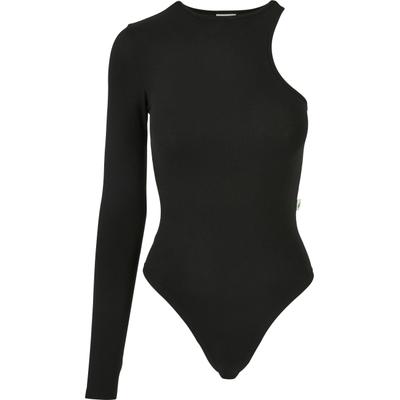 Body URBAN CLASSICS "Urban Classics Damen Ladies Organic Stretch Asymmetric Body", Damen, Gr. L, US-Größen, schwarz, 95% Baumwolle, 5% Elasthan, Bodys Body
