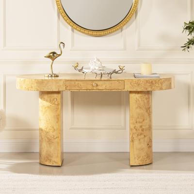 Taylor "Jesse 55.5"" Contemporary Single Drawer Burl Wood Oval Computer Desk"