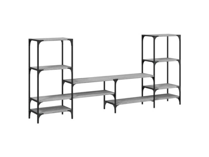 GHVBNMF TV-Schrank Grau Sonoma 206,5x28,5x95 cm Holzwerkstoff Geräumiges TV-Möbel für das Wohnzimmer mit Fächern für Receiver, Spielkonsolen und Medienzubehör.