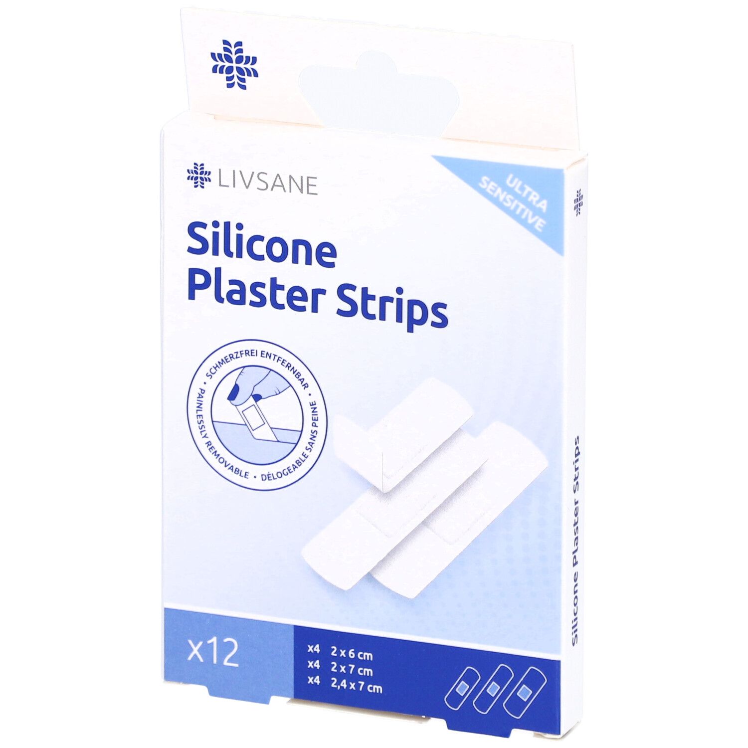 Livsane Silikonpflaster-Streifen ultra sens 12 Stk St Pflaster