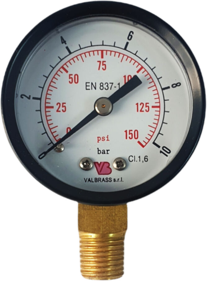 Manometro 1/4" Ø 50 Attacco Radiale (0-10bar/145psi)