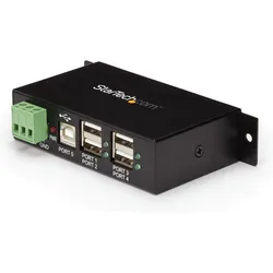 StarTech .com Industrieller 4 Port USB2.0 Hub (USB-B, 4 Ports), Dockingstation + USB Hub, Schwarz