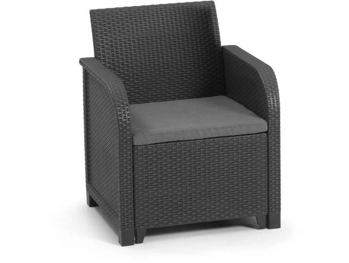 Fauteuil de jardin avec coussin - en résine - Allibert by KETER - SanRemo - Gris graphite