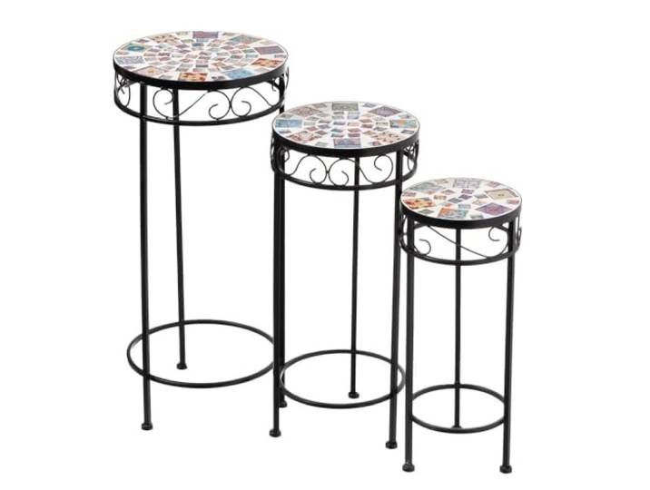 Set mit 3 Beistelltischen aus Metall in Schwarz